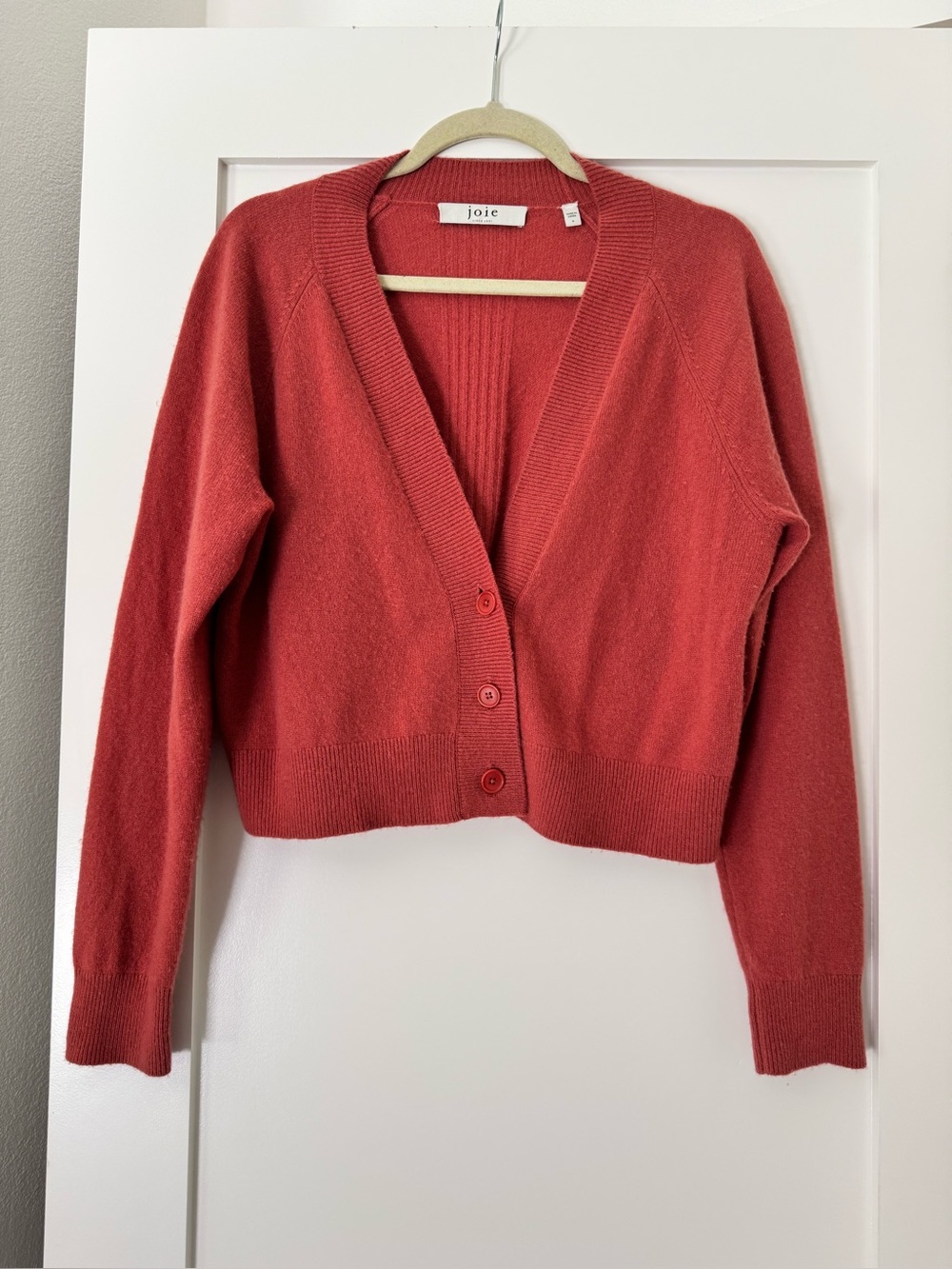 Joie Coral V-Neck Button Cardigan Sweater Size S Cashmere